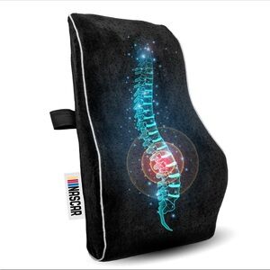 NASCAR Ergonomic Lumbar Support Pillow — Adjustable Strap — Black